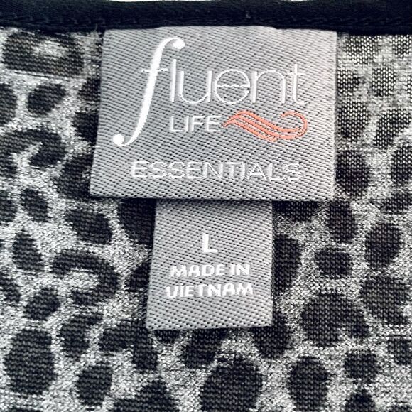 Fluent Life Essentials Black & Gray Cheetah Print Ruffled Hem Tank Top Sz Large - Picture 9 of 9